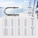 4 Pc Set Marine T316 Stainless Steel U-Bolt with 2 Hex Nuts, Boat Hardware Fastener for Ski Boat, Fishing Boat, Dock, and Deck Use