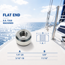 4 Pc Set Marine T316 Stainless Steel Thread Flat End Hardware Nut, Cable Railing and Rigging Fastener for Deck, Dock, and Outdoor Use