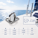 4 Pc Set Marine T316 Stainless Steel Square Eye Pad, Rigging Lift Rope Wire Deck Hardware for Boat, Dock, and Outdoor Use