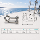 4 Pc Set Marine T316 Stainless Steel Headboard Shackle, Captive Pin Rigging Shackle for Sailboat, Deck, Dock, and Marine Hardware
