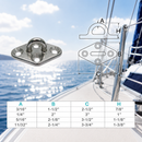 4 Pc Set Marine T304 Stainless Steel Diamond Pad Eye, Welded Eye Pad Lift Rig for Rope, Chain, Cable, and Deck Hardware