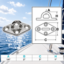 4 Pc Set Marine T304 Stainless Steel Diamond Pad Eye, Welded Eye Pad Lift Rig for Rope, Chain, Cable, and Deck Hardware