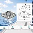 4 Pc Set Marine T304 Stainless Steel Diamond Pad Eye, Welded Eye Pad Lift Rig for Rope, Chain, Cable, and Deck Hardware