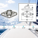 4 Pc Set Marine T304 Stainless Steel Diamond Pad Eye, Welded Eye Pad Lift Rig for Rope, Chain, Cable, and Deck Hardware