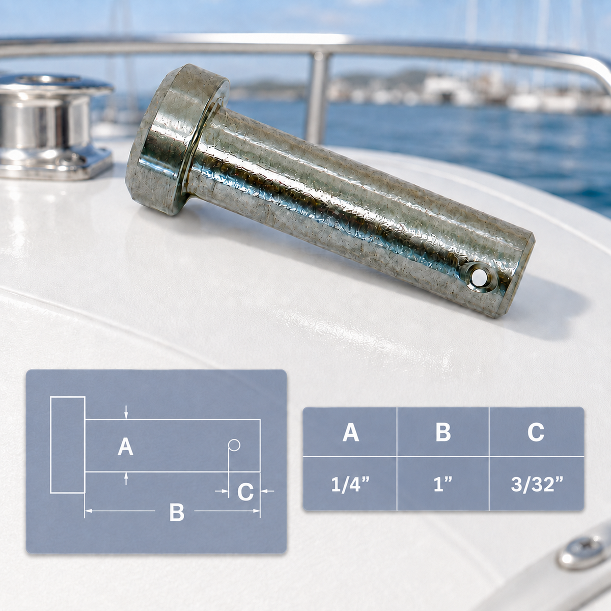 5 Pc Set Marine 316 Stainless Steel Clevis Pin, Round Pin Hitch Hardware for Yacht, Sailing, Rigging, and Deck Fittings