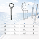 10 Pc Set Marine T316 Stainless Steel Shoulder Eye Bolt, Non Thread Eye Rivet Bolt for Rigging, Mounting, Deck, and Dock Hardware