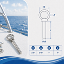 10 Pc Set Marine T316 Stainless Steel Shoulder Eye Bolt, Non Thread Eye Rivet Bolt for Rigging, Mounting, Deck, and Dock Hardware