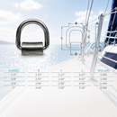 4 Pc Set T316 Stainless Steel Weld-On Lashing Ring D-Ring, Marine Boat Anchor Ring for Tie Down, Rigging, Deck, and Dock Hardware