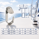 10 Pc Set Marine T316 Stainless Steel Top Mount Flat Hook Single Hook for Deck, Dock, Cabin, Rope, Line, and Boat Hardware