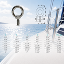 4 Pc Set Marine T316 Stainless Steel Eye Bolt, Lifting Eye Bolt for Rigging, Mounting, Deck, Dock, and Outdoor Hardware