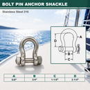 Mil-Spec 316 Stainless Steel Drop Forged Bolt Pin Anchor Shackle