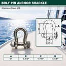 Mil-Spec 316 Stainless Steel Drop Forged Bolt Pin Anchor Shackle