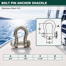 Mil-Spec 316 Stainless Steel Drop Forged Bolt Pin Anchor Shackle