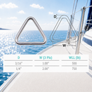 4 Pc Set Marine T316 Stainless Steel Triangle Ring, Formed Welded Rigging Ring for Boat, Chain, Rope, Cable, and Outdoor Hardware