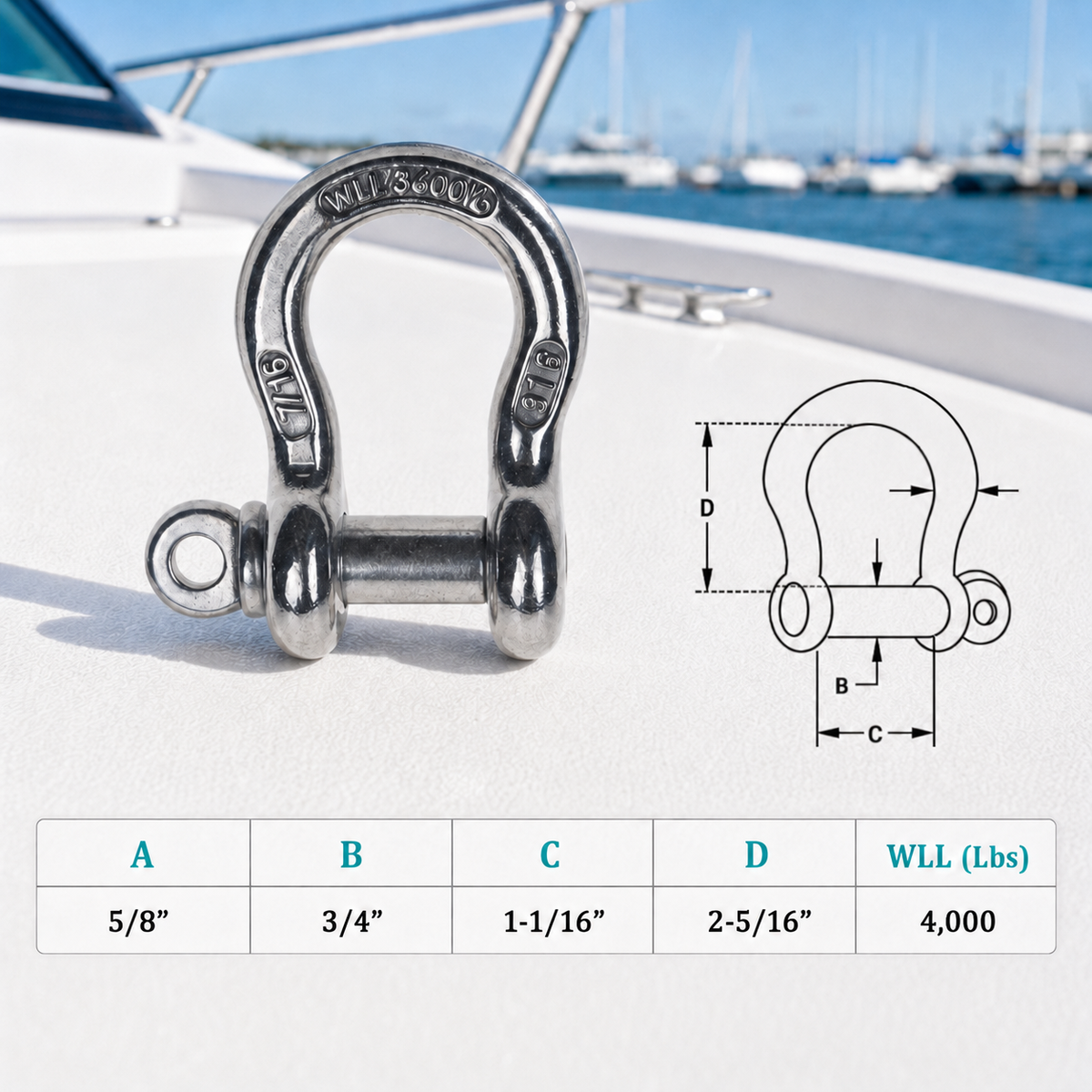 Mil-Spec Stainless Steel T316 Forged Load Rated Screw Pin Anchor Shackle