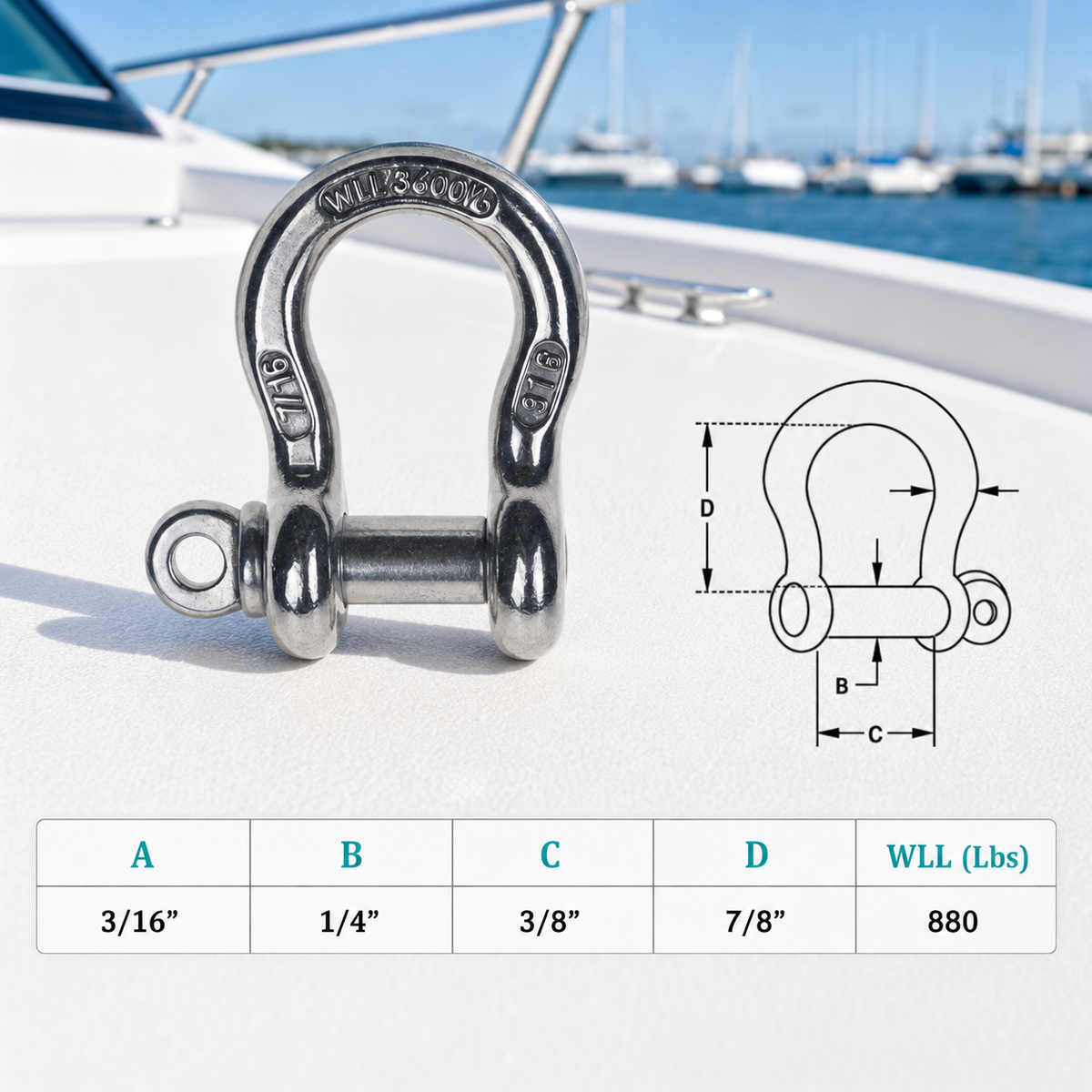 Mil-Spec Stainless Steel T316 Forged Load Rated Screw Pin Anchor Shackle