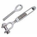 T316 Stainless Steel Mil-Spec Jaw Eye Turnbuckle, Marine Grade Rigging Tensioner for Cable, Rope, Chain, and Boat Hardware