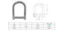 4 Pc Set T316 Stainless Steel Screw Pin Wide D Shackle, No Snag Pin Marine Grade Shackle for Boat, Chain, Rope, and Rigging