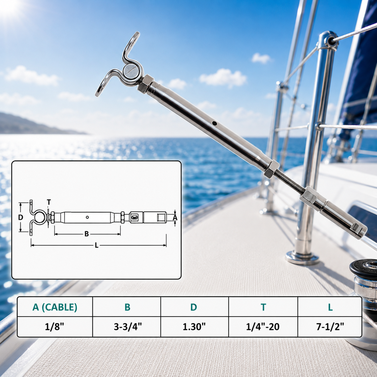 Marine Stainless Steel T316 Swageless & Deck Toggle Turnbuckle For Cable Wire
