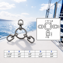 10 Pc Set Marine Stainless Steel Ring with 3 Way Swivel Ring, Fishing Tackle Swivel Connector for Rigging, Lines, Hooks, Lures, and Marine Hardware