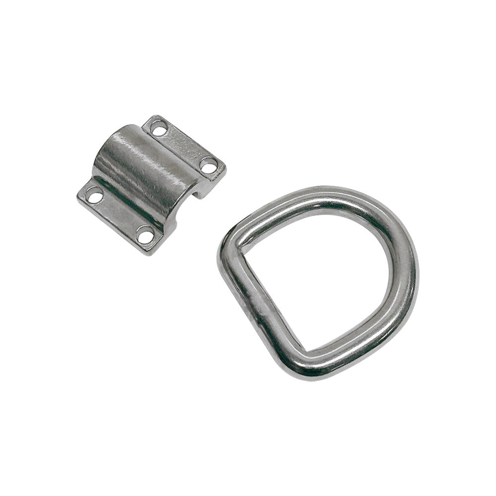 4 Pc Set T316 Stainless Steel Bolt-On D-Ring Lashing Ring Anchor Tie Down, Marine Boat Deck Hardware for Cargo, Dock, Trailer, and Rigging Use
