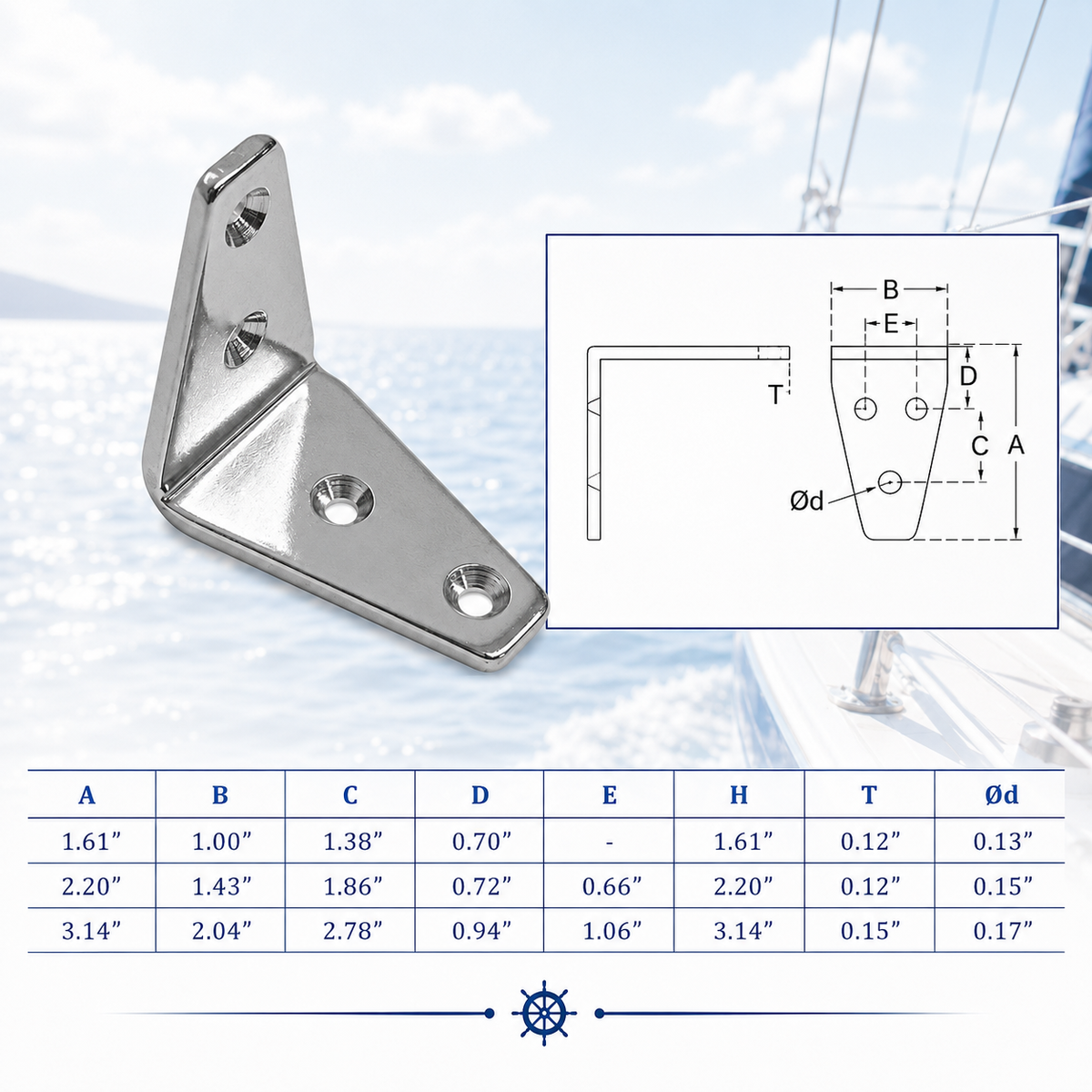 10 Pc Set T316 Stainless Steel Angle Plate for Marine Boat Rigging, Heavy Duty Lifting Hardware Bracket for Dock, Deck, Rope, Chain, and Cable