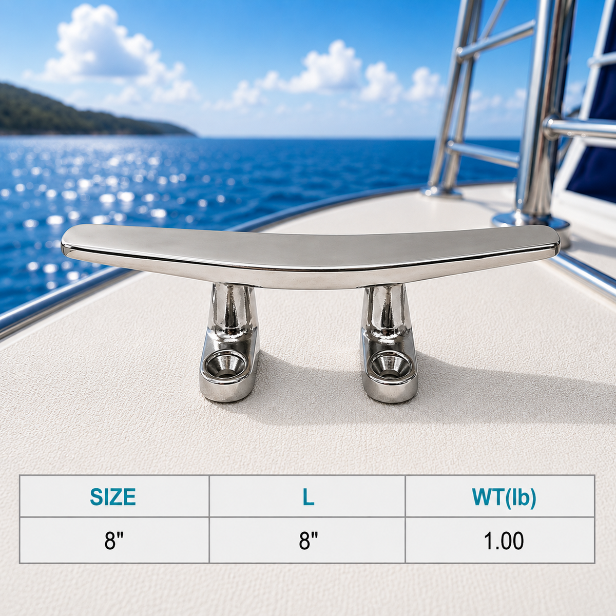 T316 Stainless Steel Flat Top Trimline Dock Cleat for Marine Boat, Rope Tie Down Cleat for Deck, Dock, Yacht, and Mooring Use