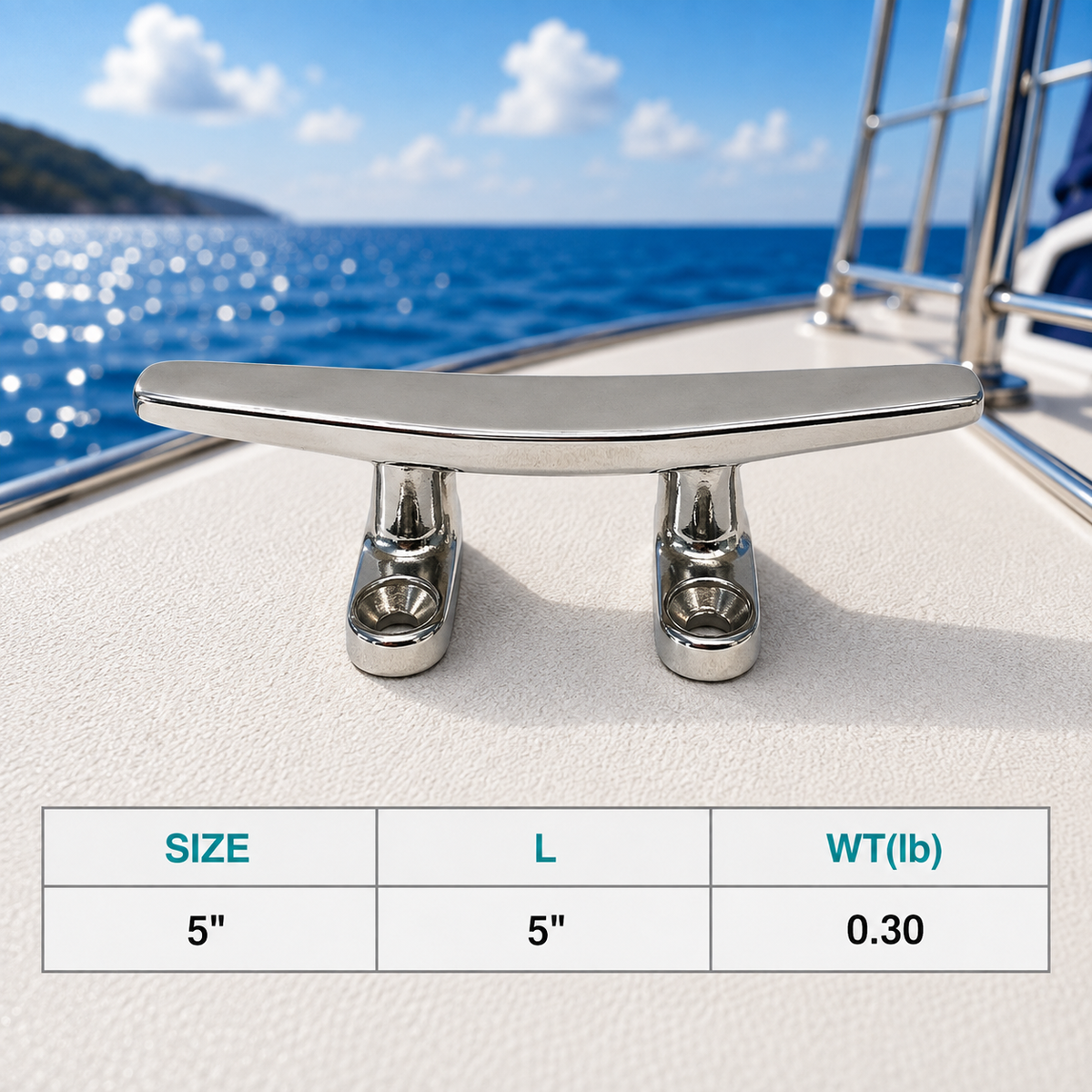 T316 Stainless Steel Flat Top Trimline Dock Cleat for Marine Boat, Rope Tie Down Cleat for Deck, Dock, Yacht, and Mooring Use