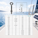 4 Pc Set Marine T316 Stainless Steel Welded Plain Eye Bolt, Rigging Lifting Hardware for Deck, Dock, Cable, Chain, and Rope