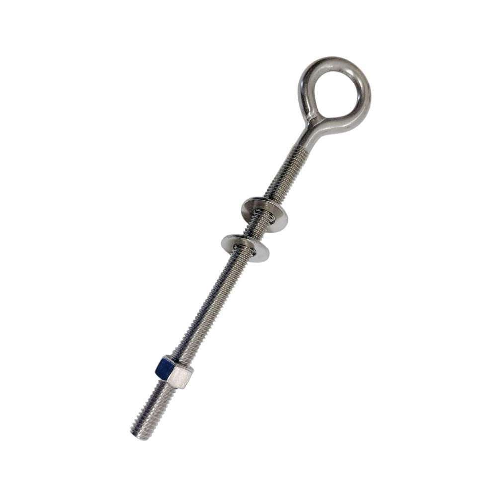 4 Pc Set Marine T316 Stainless Steel Welded Plain Eye Bolt, Rigging Lifting Hardware for Deck, Dock, Cable, Chain, and Rope