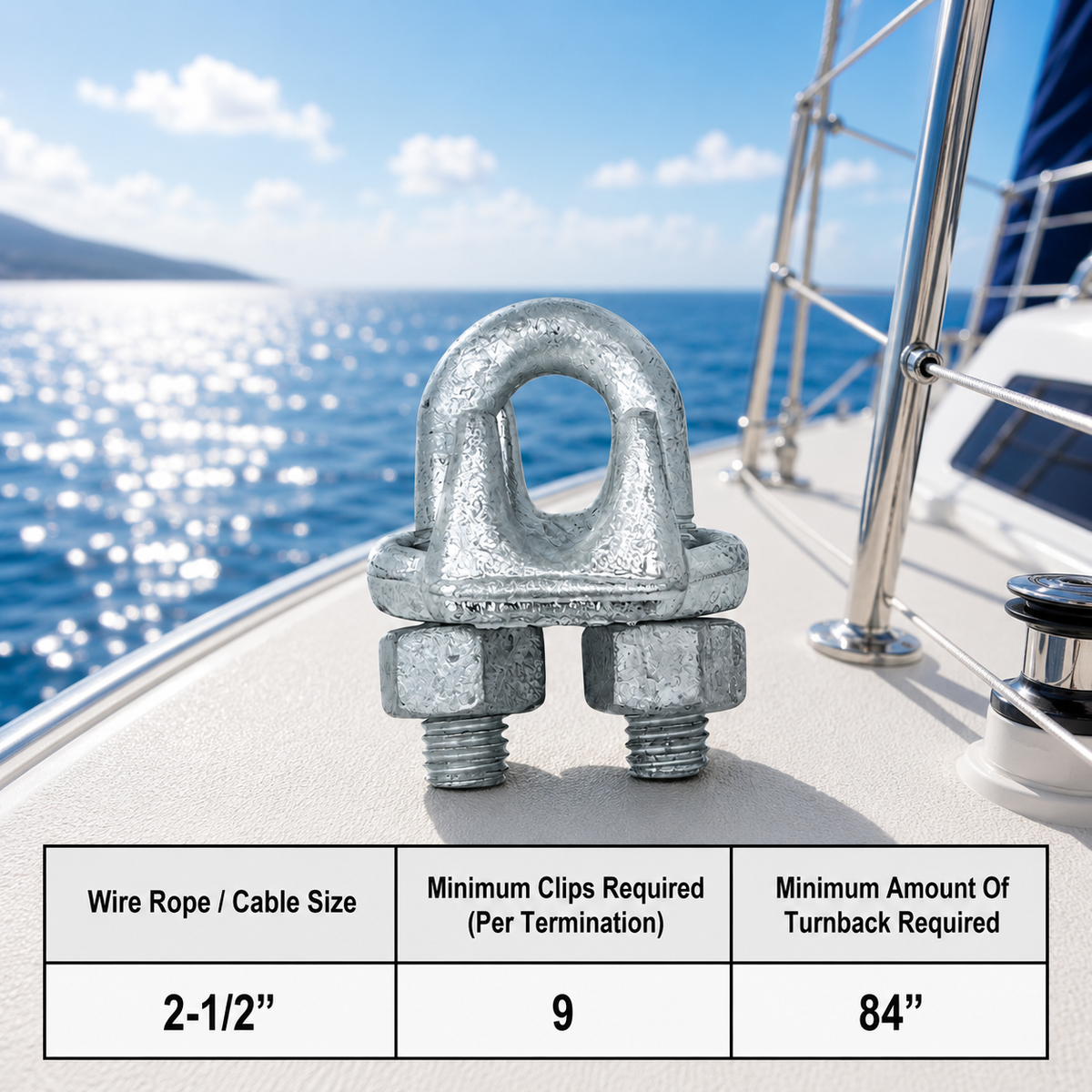 Galvanized Drop Forged Steel Wire Rope Clips, Marine Cable Clamps for Rigging, Cable Railing, Rope Loop Ends, Boat, Dock, and Outdoor Use