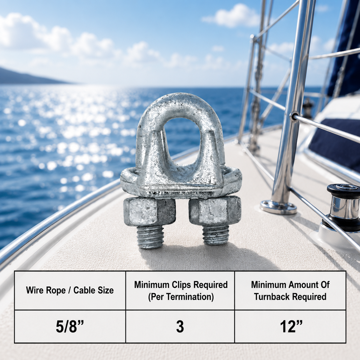 Galvanized Drop Forged Steel Wire Rope Clips, Marine Cable Clamps for Rigging, Cable Railing, Rope Loop Ends, Boat, Dock, and Outdoor Use