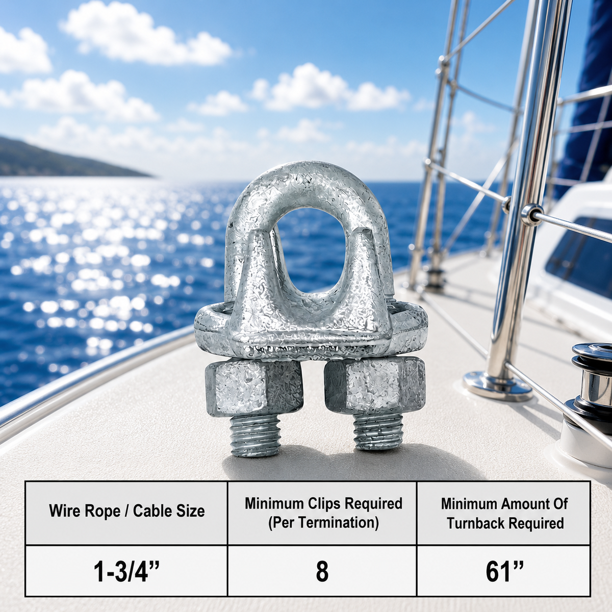 Galvanized Drop Forged Steel Wire Rope Clips, Marine Cable Clamps for Rigging, Cable Railing, Rope Loop Ends, Boat, Dock, and Outdoor Use