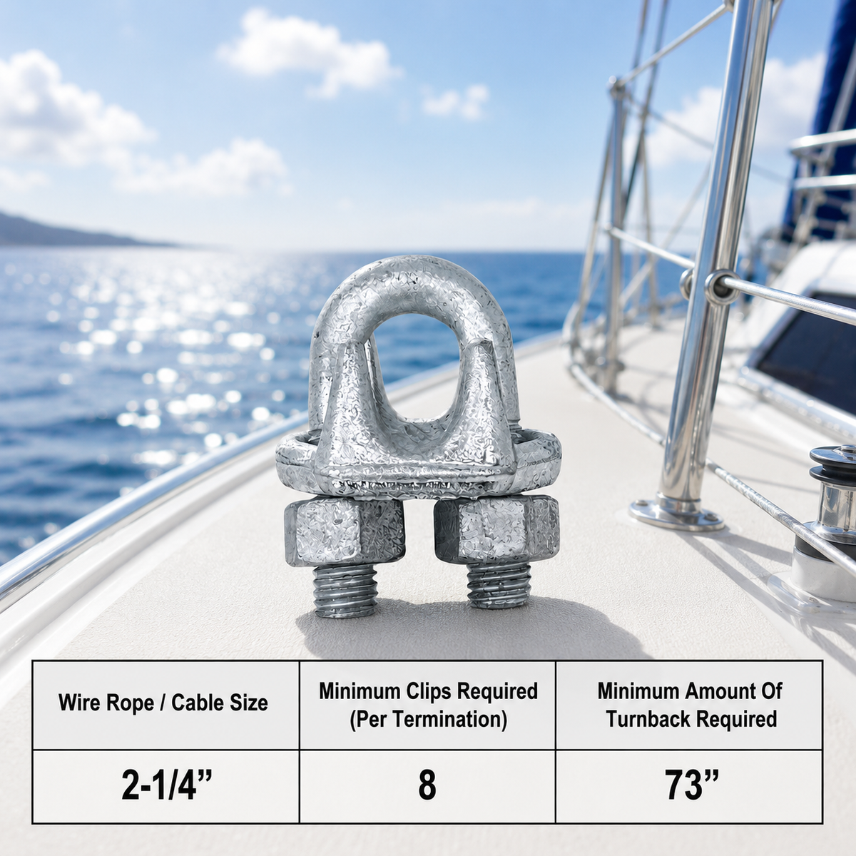 Galvanized Drop Forged Steel Wire Rope Clips, Marine Cable Clamps for Rigging, Cable Railing, Rope Loop Ends, Boat, Dock, and Outdoor Use