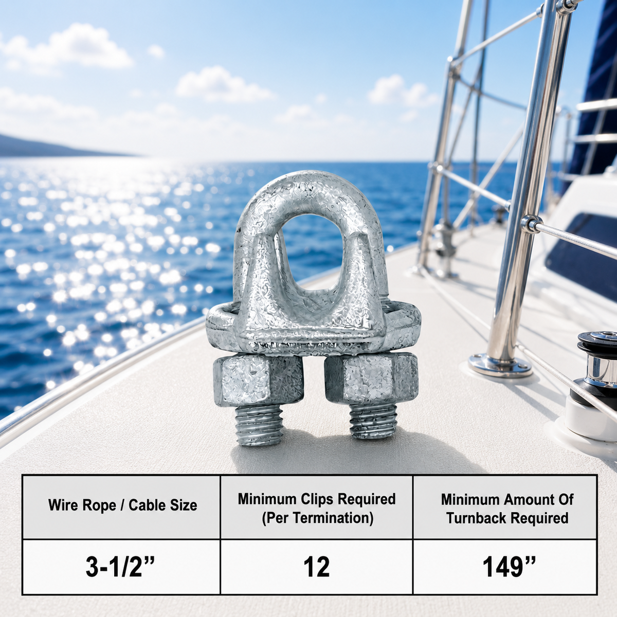 Galvanized Drop Forged Steel Wire Rope Clips, Marine Cable Clamps for Rigging, Cable Railing, Rope Loop Ends, Boat, Dock, and Outdoor Use