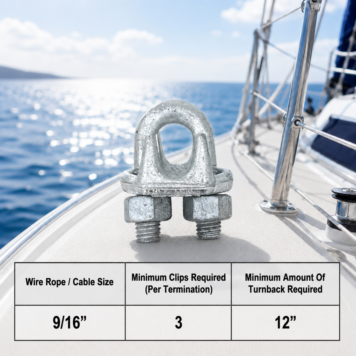 Galvanized Drop Forged Steel Wire Rope Clips, Marine Cable Clamps for Rigging, Cable Railing, Rope Loop Ends, Boat, Dock, and Outdoor Use
