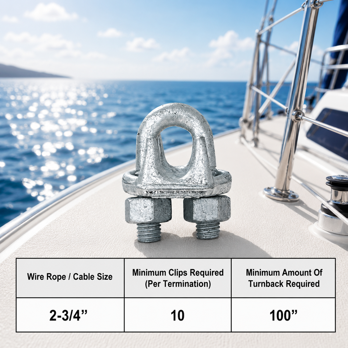 Galvanized Drop Forged Steel Wire Rope Clips, Marine Cable Clamps for Rigging, Cable Railing, Rope Loop Ends, Boat, Dock, and Outdoor Use
