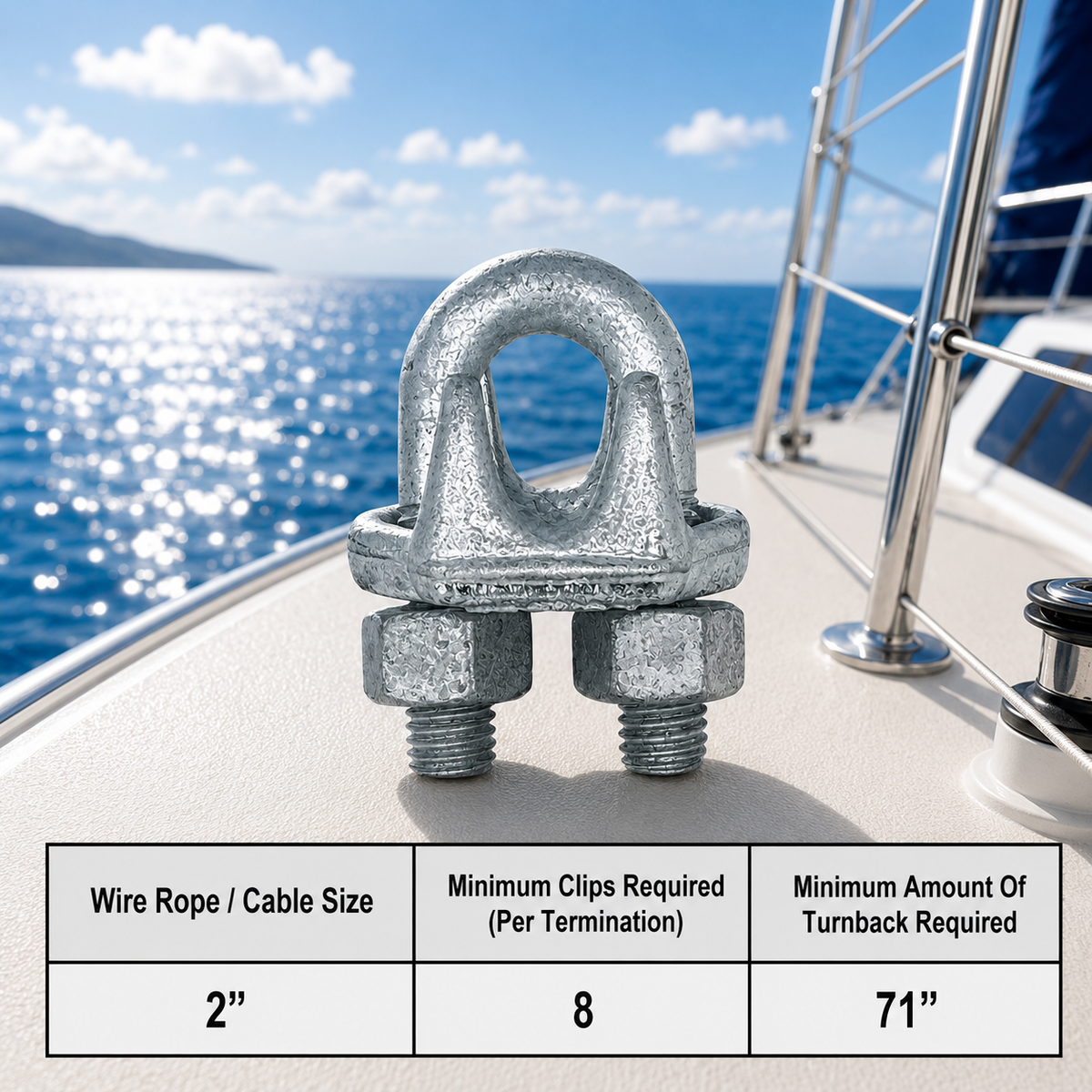 Galvanized Drop Forged Steel Wire Rope Clips, Marine Cable Clamps for Rigging, Cable Railing, Rope Loop Ends, Boat, Dock, and Outdoor Use