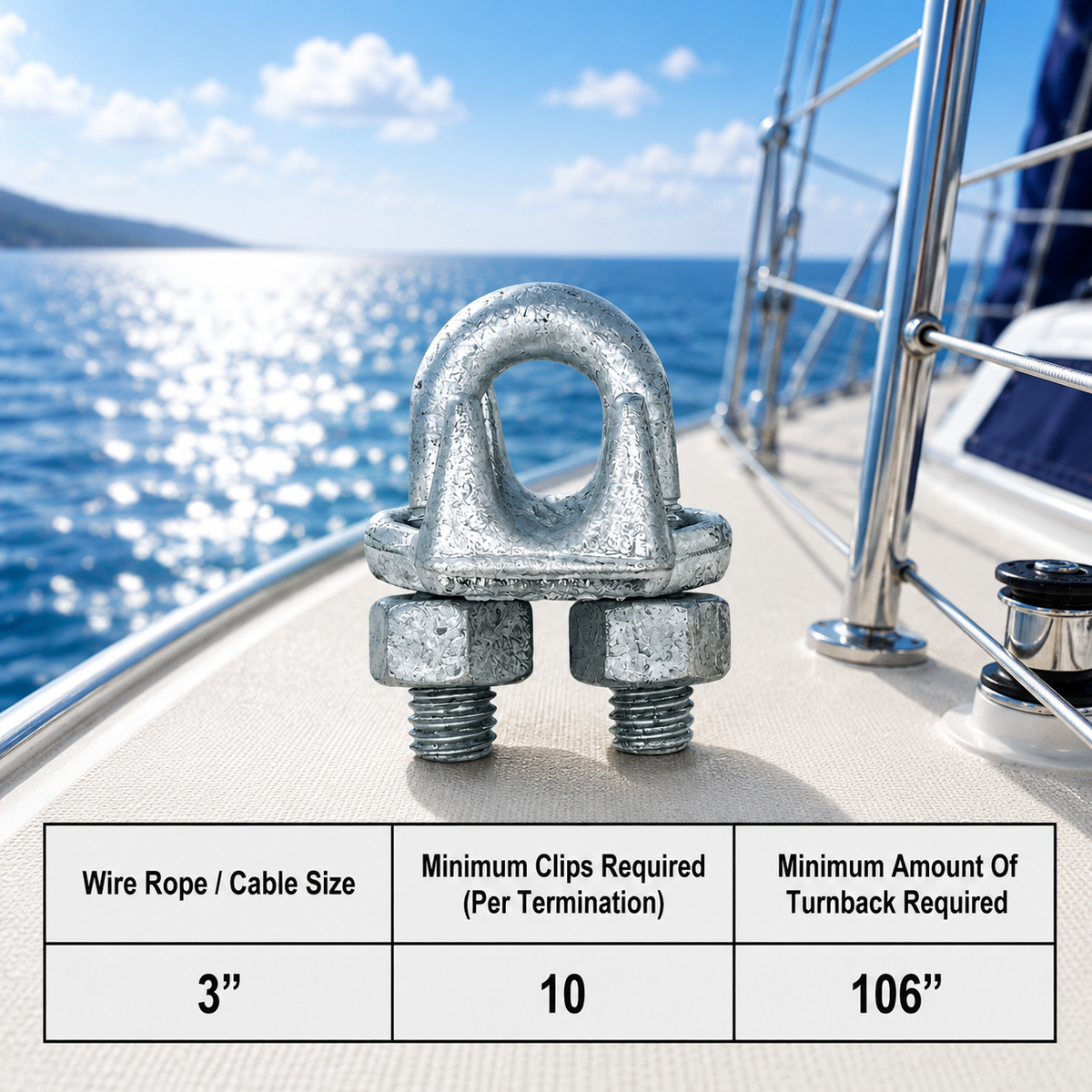 Galvanized Drop Forged Steel Wire Rope Clips, Marine Cable Clamps for Rigging, Cable Railing, Rope Loop Ends, Boat, Dock, and Outdoor Use