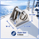T316 Stainless Steel Anchor Chain Stopper, Marine Grade Chain Stop for Anchor Chain and Boat Deck Hardware