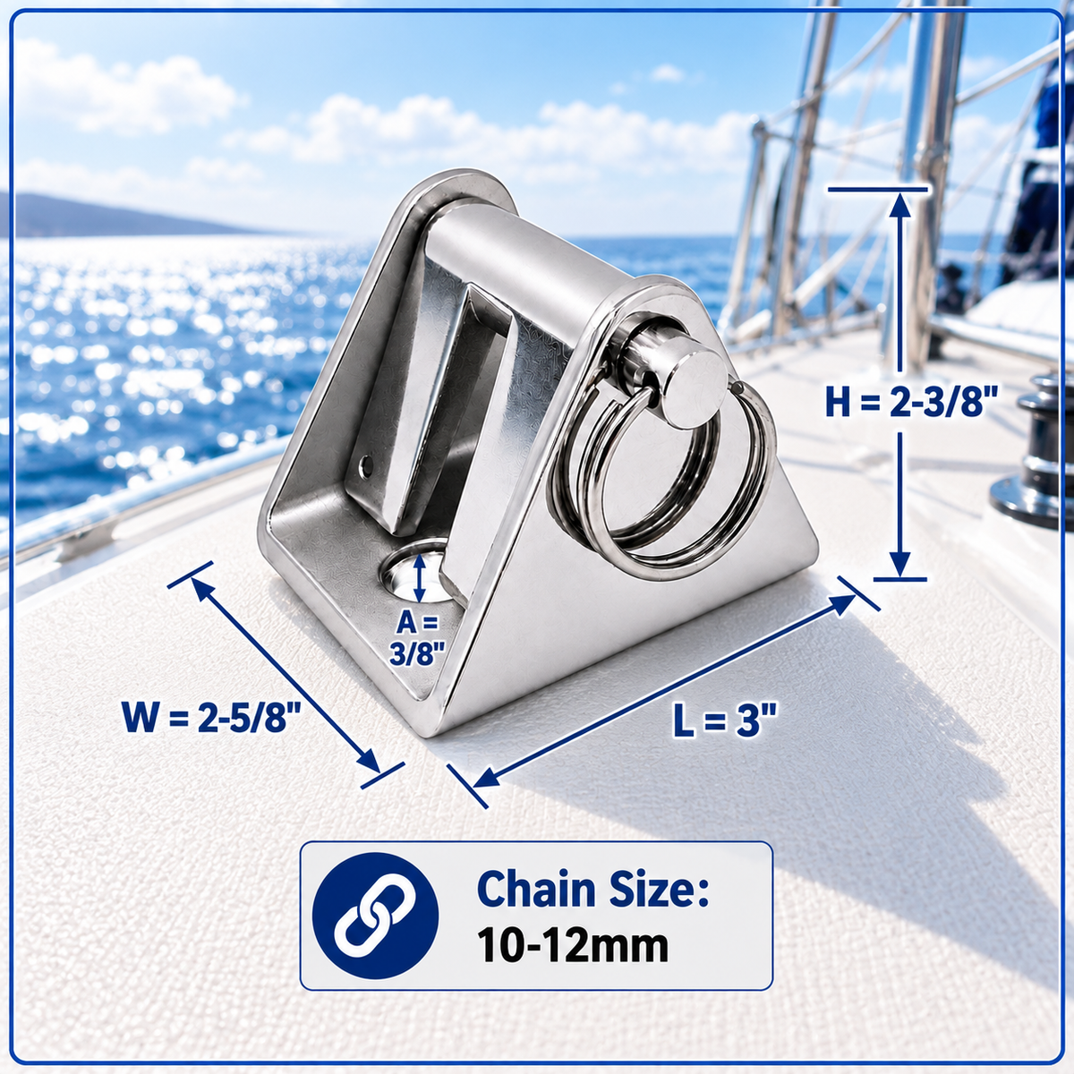 T316 Stainless Steel Anchor Chain Stopper, Marine Grade Chain Stop for Anchor Chain and Boat Deck Hardware