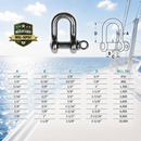 Mil Spec T316 Stainless Steel Forged Screw Pin Chain Shackle, Marine Grade Rigging Shackle for Chain, Rope, Cable, and Boat Hardware