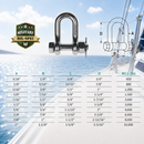 Mil Spec T316 Stainless Steel Forged Bolt Pin Chain Shackle, Marine Grade Rigging Shackle for Chain, Rope, Cable, and Anchor Use