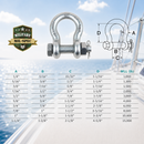 Mil Spec Non-Magnetic T316 Stainless Steel Bolt Pin Anchor Shackle, Drop Forged Marine Grade Shackle for Chain and Rigging