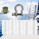 Mil Spec Non-Magnetic T316 Stainless Steel Screw Pin Anchor Shackle, Drop Forged Marine Grade Rigging Shackle for Chain and Cable