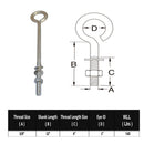 10 Pc Set Marine T316 Stainless Steel Turned Eye Bolt with Nut and Washers, Boat Rigging Eye Bolt for Deck, Dock, and Outdoor Use
