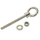 Stainless Steel T316 Marine Shoulder Eye Bolt, Fully Threaded 4", 6", and 12" Eye Bolt for Boat, Dock, and Rigging Use