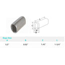 10 Pc Set T316 Stainless Steel Wire Rope Oval Sleeves with Chamfer, Cable Crimp Sleeves for 1/16" to 1/2" Wire Rope