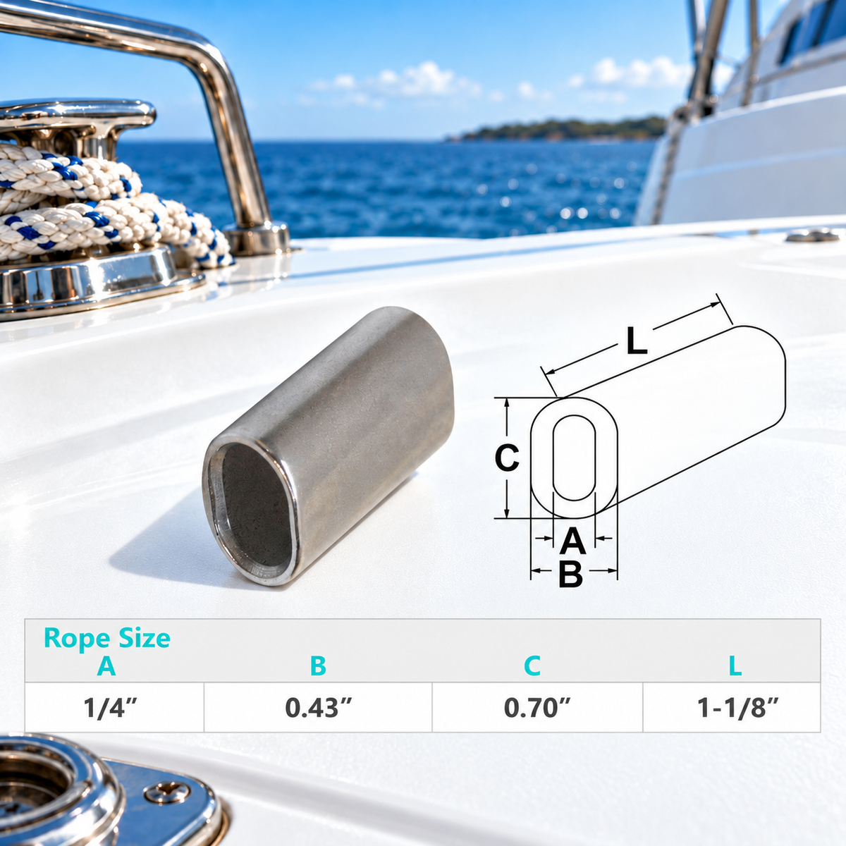 10 Pc Set T316 Stainless Steel Wire Rope Oval Sleeves with Chamfer, Cable Crimp Sleeves for 1/16" to 1/2" Wire Rope