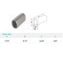 10 Pc Set T316 Stainless Steel Wire Rope Oval Sleeves with Chamfer, Cable Crimp Sleeves for 1/16" to 1/2" Wire Rope